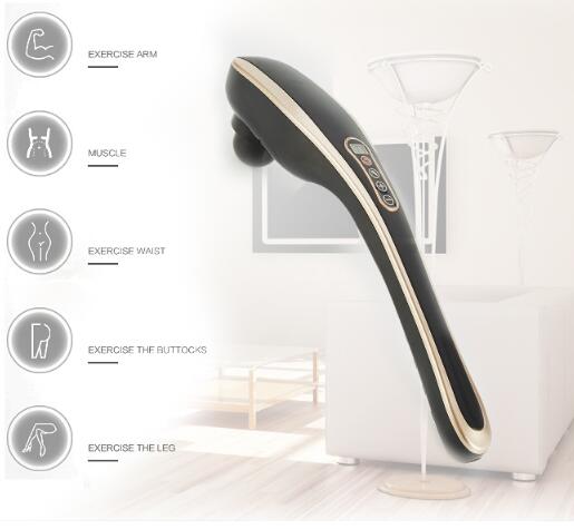 7 In 1 Elektrische Nek Massage Hamer Massage Back Relax Multifunctionele Halswervel Roller Massage Stok: EU Plug / Rechargeable gold