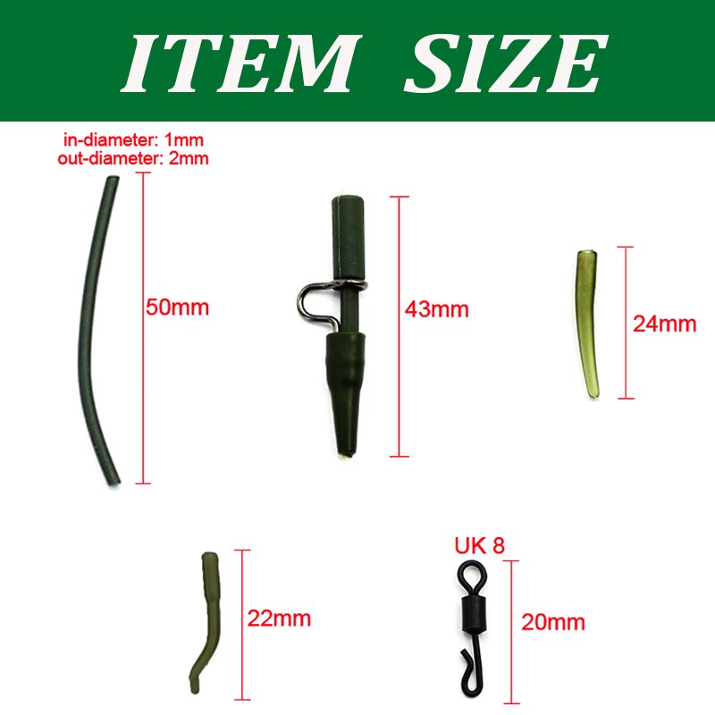  28PCS Carp Fishing Accessories Tackle Box Telflon Hook Combo Anti Tangle Sleeve QC Swivel line aligner Rig Ring for Carp Rig