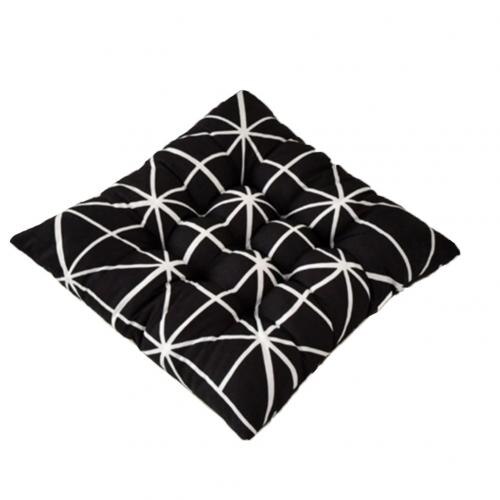 Zachte Vierkante Streep Zitkussen Rugkussen Tie Op Stoel Kussen Sofa Zitkussen Auto Pad Kussen Voor Home Office winte 40X40 Cm: Black