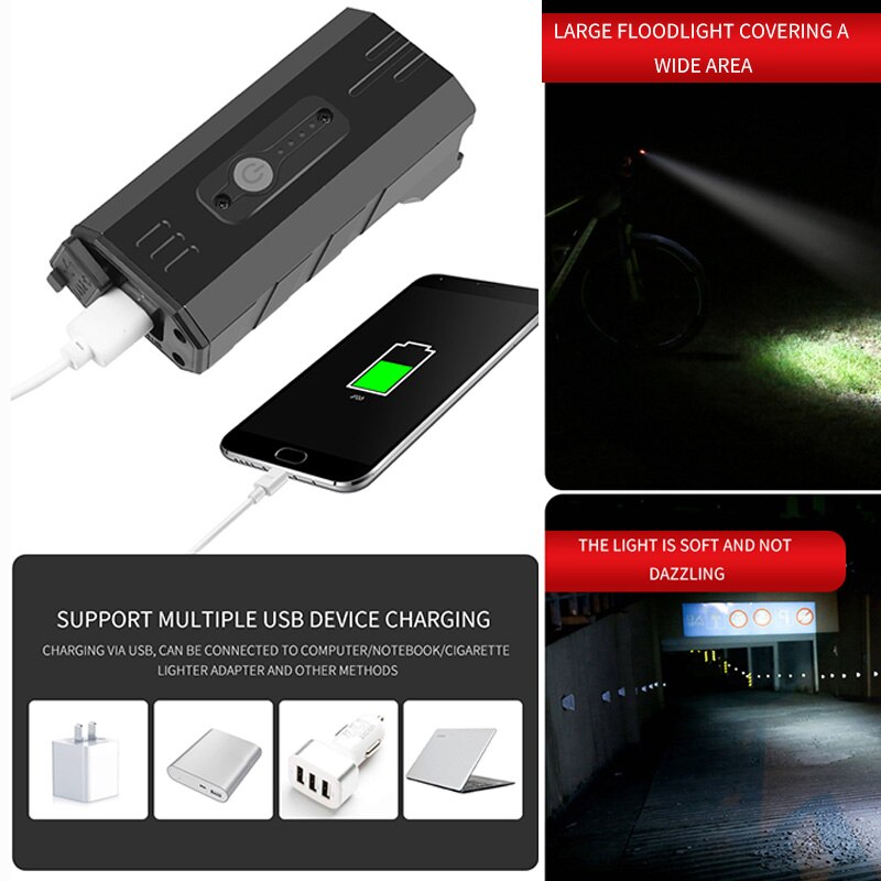 Fiets Licht 3000 Lumen 5200Mah Fiets Koplamp Power Bank Zaklamp Stuur TYPE-C Usb Opladen Mtb Road Fietsen Hoogtepunt