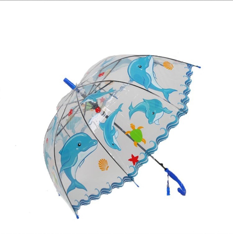 Sunny And Rainy Long-Handle Baby Umbrella Cartoon Children's Umbrella PVC Transparent Multicolor Children's Umbrella