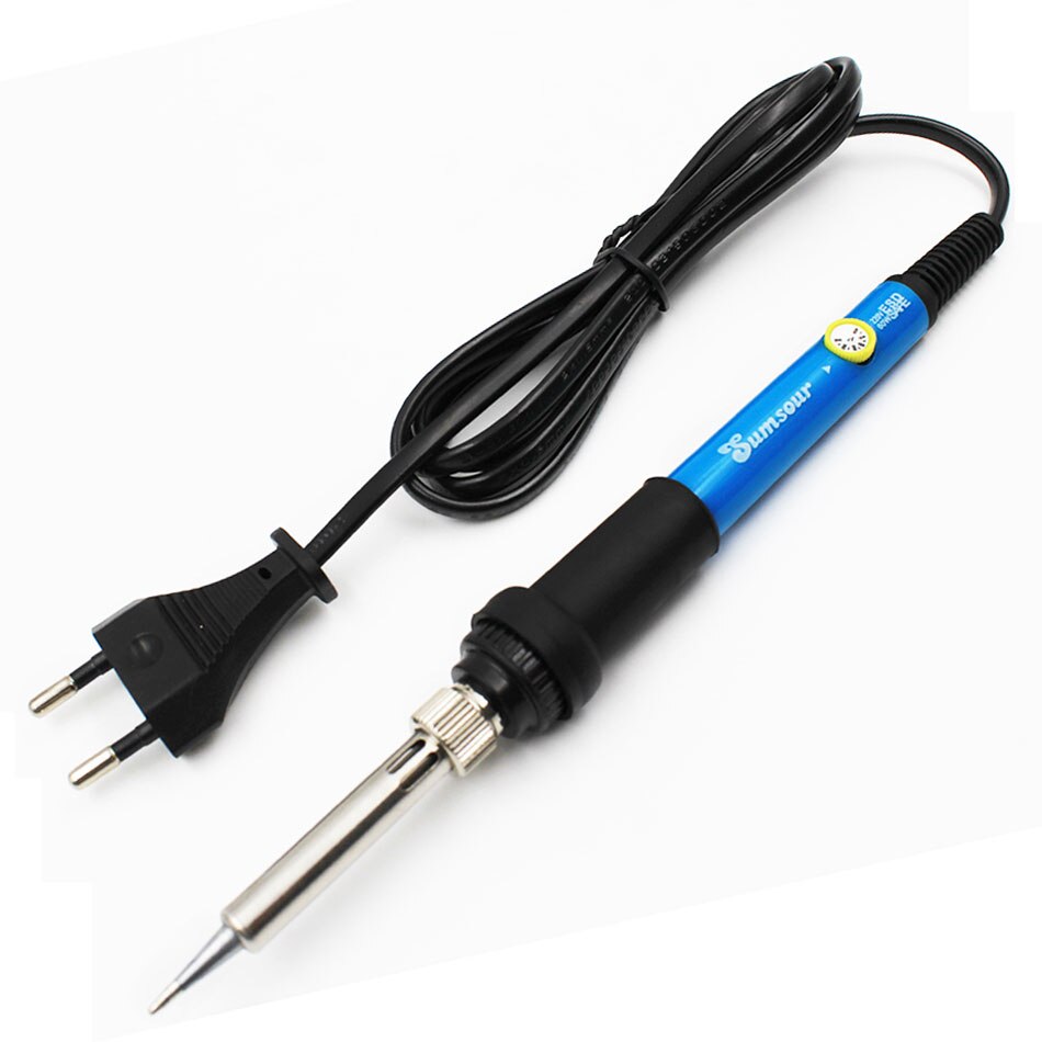 60W Kit de soldadura eléctrico de hierro de soldadura herramientas manija de la estación de soldadura de herramientas para reparación de soldaduras de madera de herramienta de grabación soldador estaño: 220V EU Plug Iron