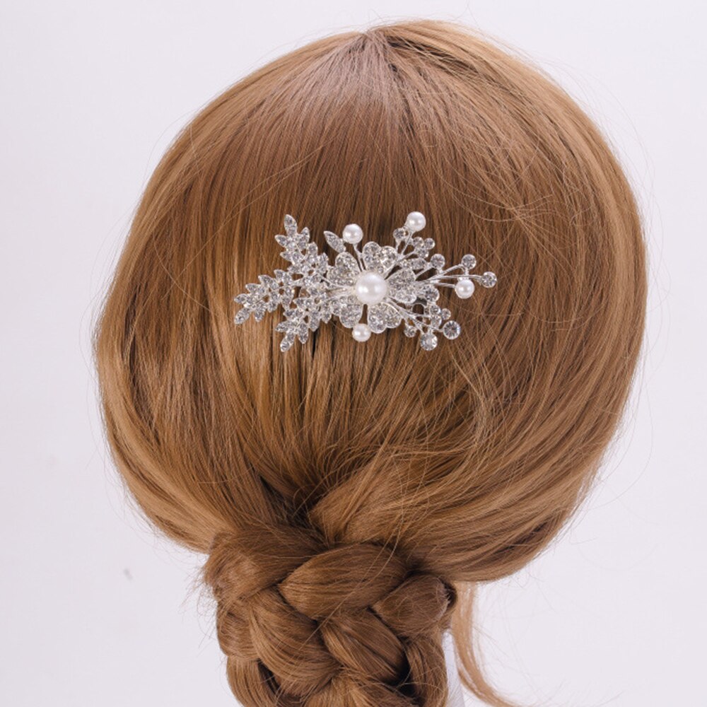 AINAMEISI Bridal Crystal Hair Combs Headpiece Jewelry Rhinestone Pearl Flowers Handmade Wedding Hair Accessories For Women Girls