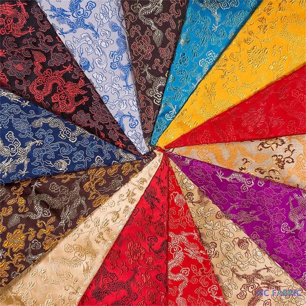 75cm Satin Silk Brocade Fabric Dragon Pattern Fabric for Sewing DIY Material for Clothes Width 75cm