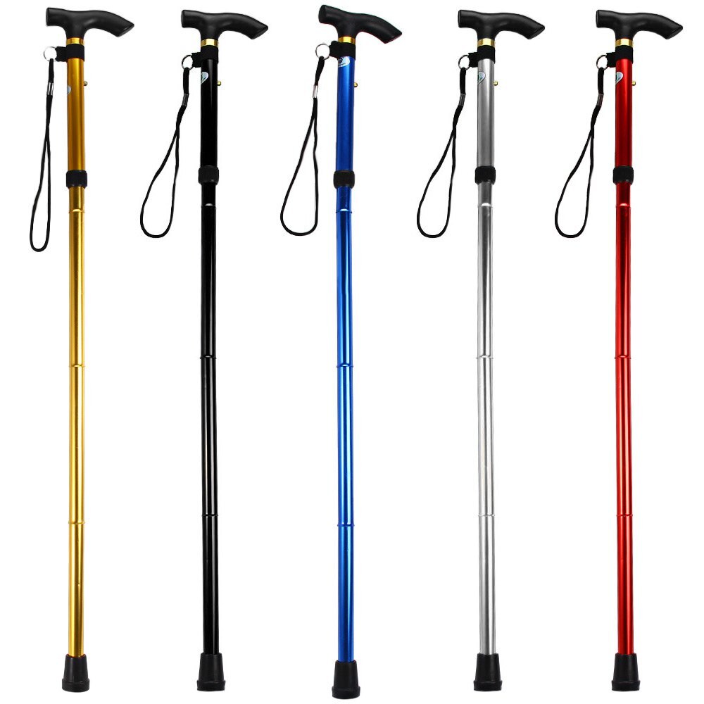 Outdoor Aluminum Alloy Folding Rod Hand Stick Walking Hiking Climbing Sticks Trekking Trail Crutch Ultralight Adjustable Canes