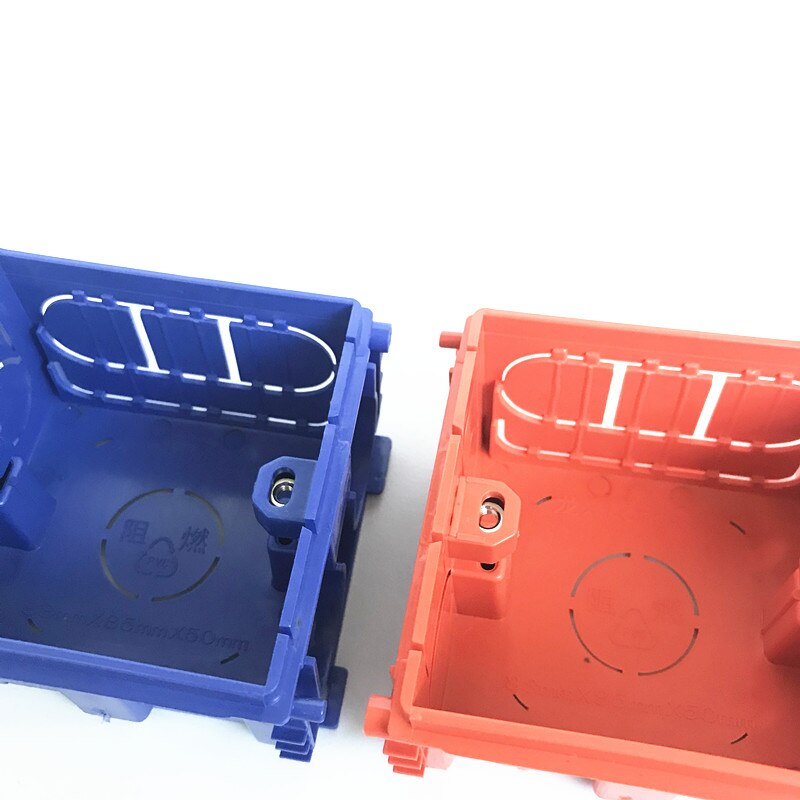 PVC Plastic Adjustable Mounting Box Internal Cassette For 86*86mm Wall Switch and Socket Red Blue Wiring Back Box