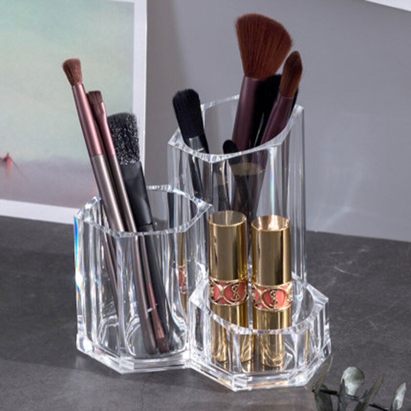 Clear Acrylic Makeup Brush Cosmetic Makeup Office Organizer Cosmetic Lipbrush Eyeline Storage Holder Make Up Tools