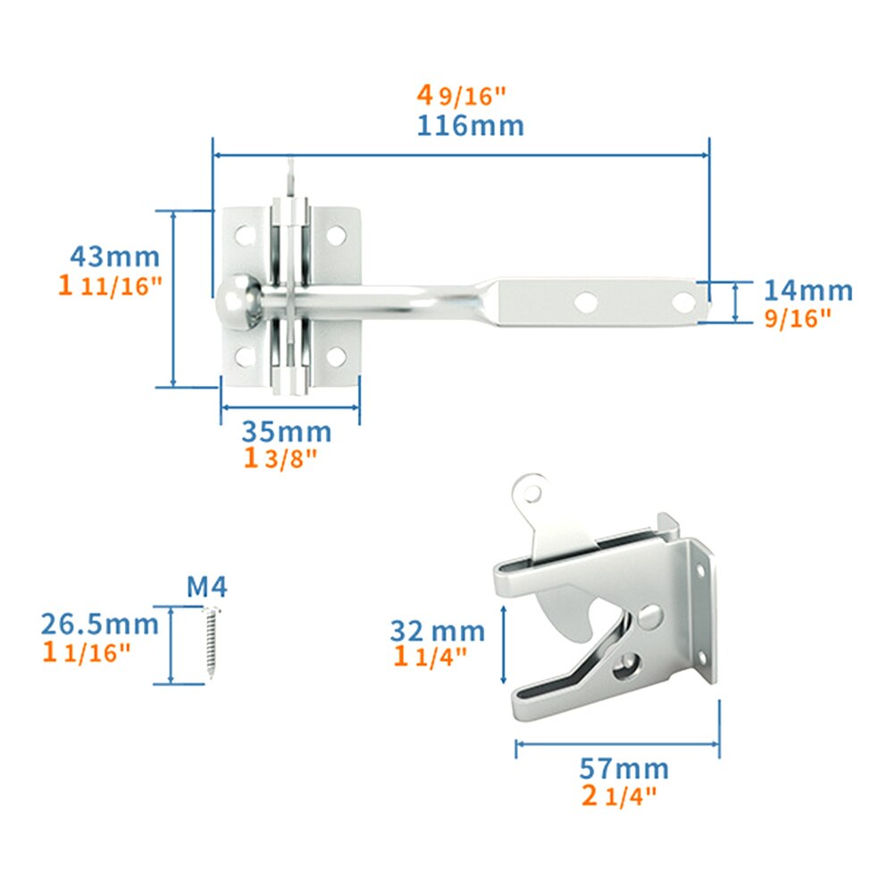 1 Set Heavy Duty Gate Gravity Locking Automatic Wood Fence Gate Lock