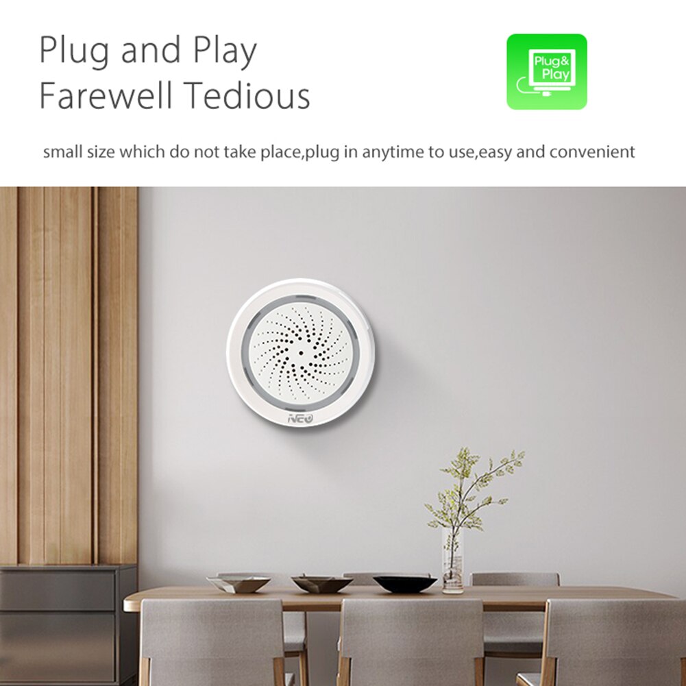 Smart Home 3 in 1 WiFi Siren Alarm with Temperature Humidity Sensor App Voice Control Humidity Sensor Tuya Life Alexa IFTTT