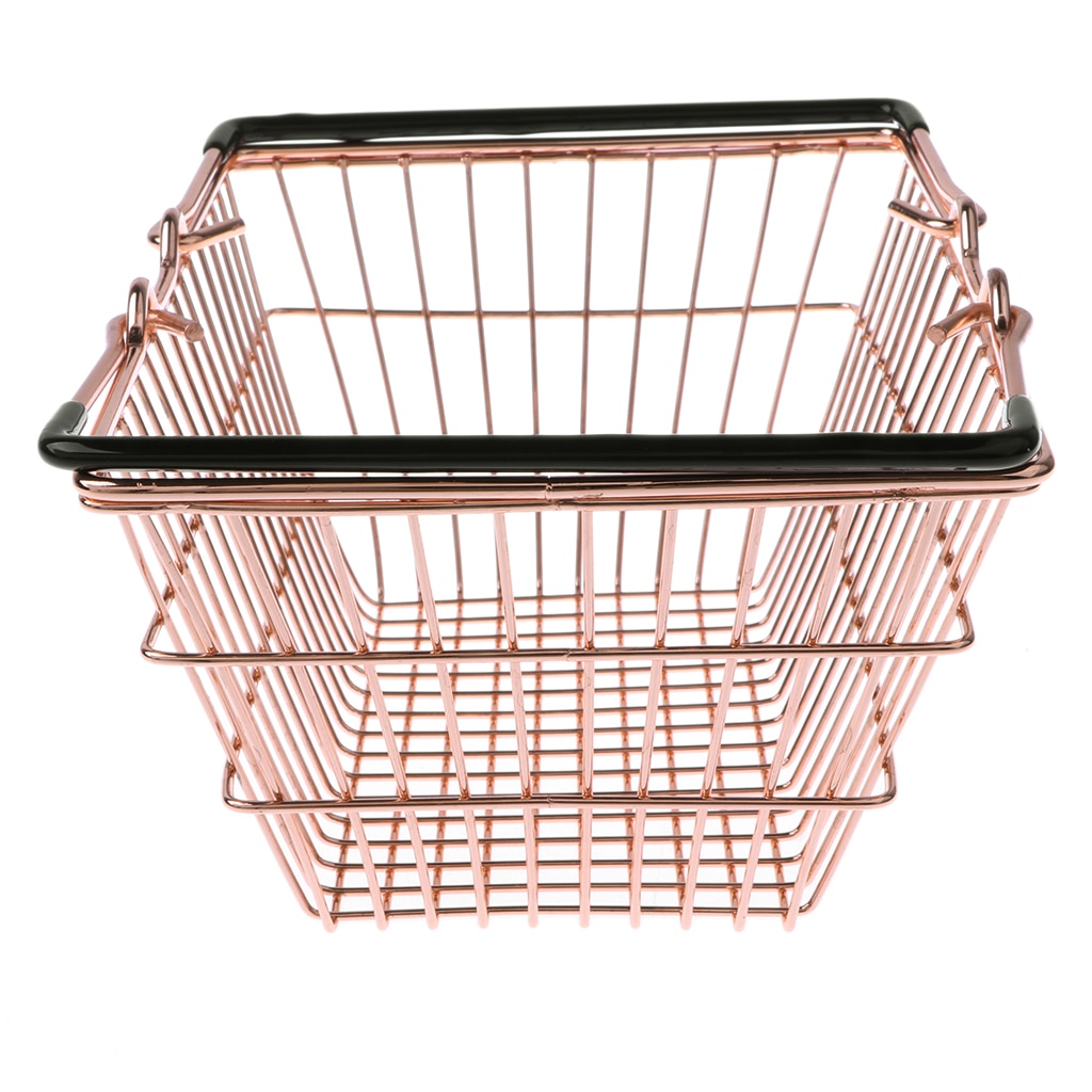 Kids Mini Metal Supermarket Shopping Basket For Kitchen Fruit Vegetable Food Grocery Storage Pretend Play Tools Toy