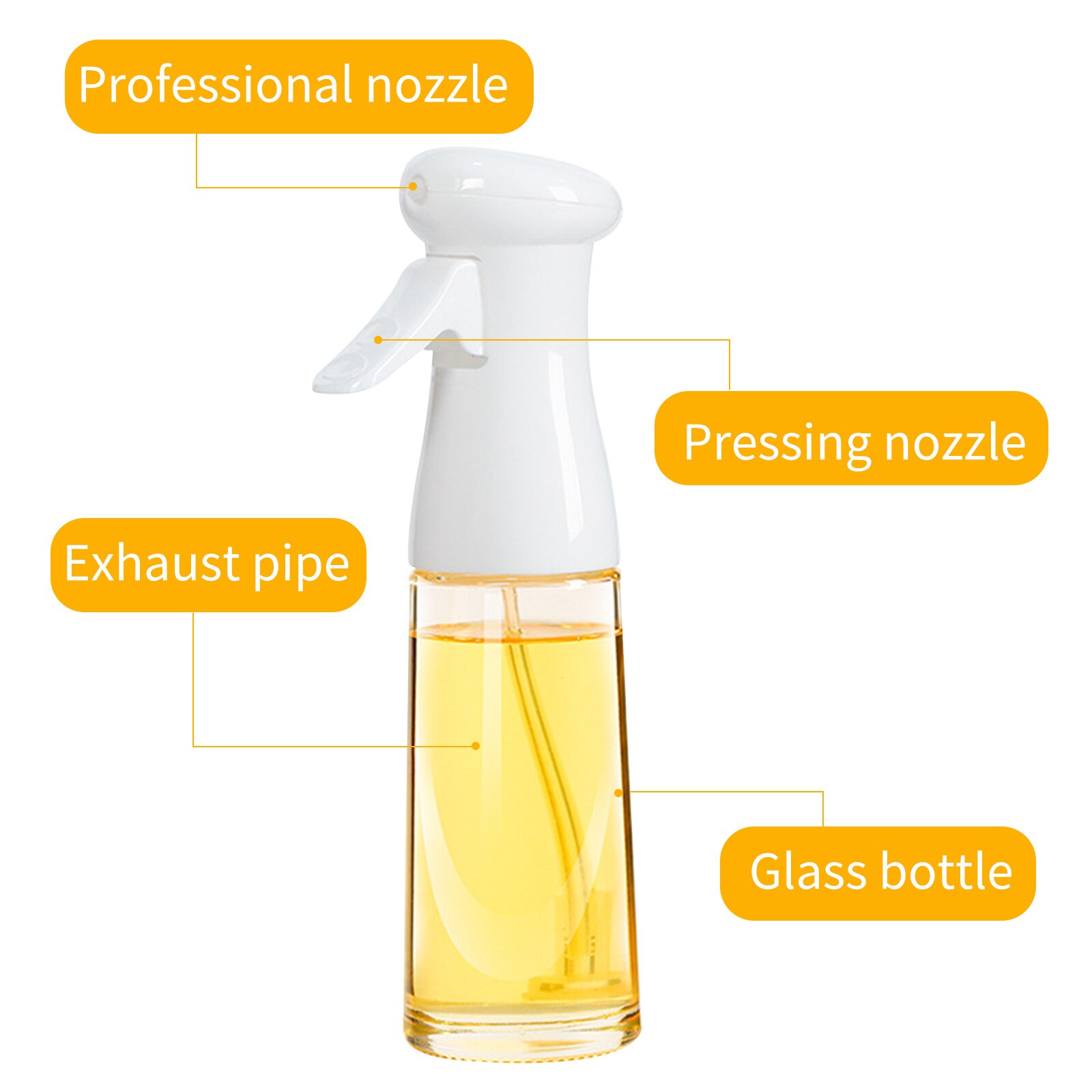 200ml Oil Spray Bottle Cooking Baking Vinegar Mist Sprayer Barbecue Spray Bottle for Kitchen Cooking BBQ Grilling Roasting