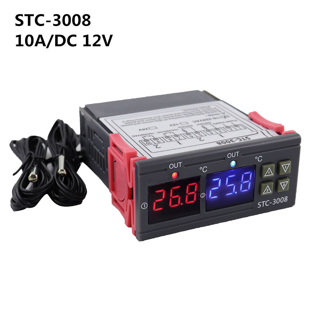 Stc -3008 digital termostat stc -3028 temperatur fugtighedsregulator termostat humidistat termometer hygrometer kontrolafbryder: Stk -3008 12v