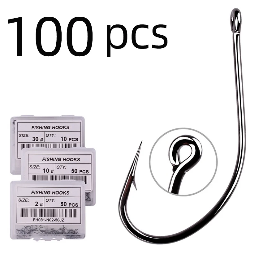 100/50pcs box octopus Fishing Hooks High Carbon Chmical Sharpen Barbed Circle Hook Tackle Set Point Hardness Supplier Fishhooks