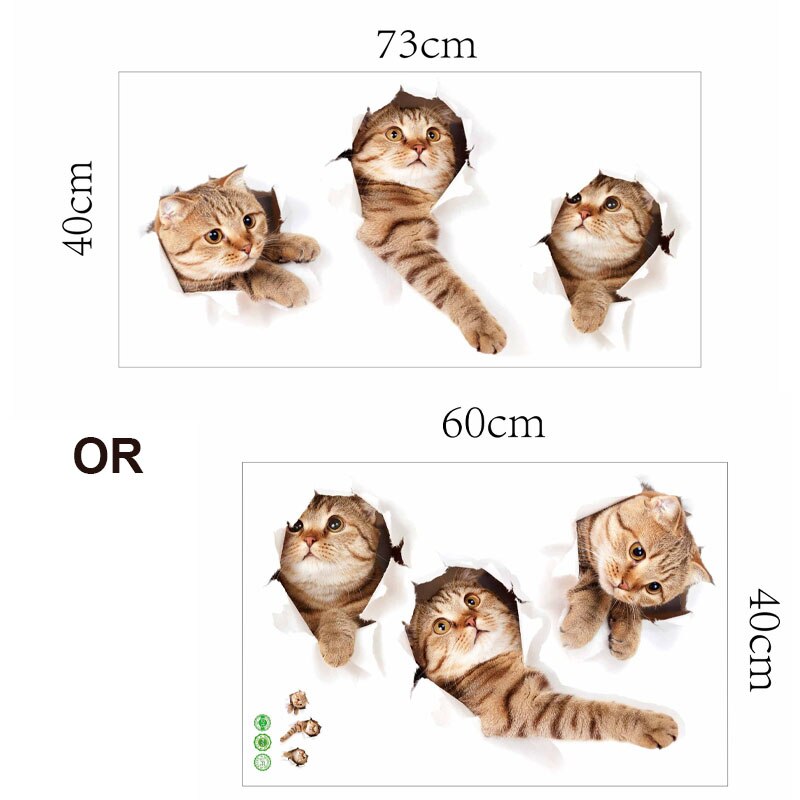 Katten 3D Muurstickers Koelkast Wc Sticker Kat Home Decoratie PVC Muurstickers Verwijderbare Kunst Wallpapers voor Kids Kamers