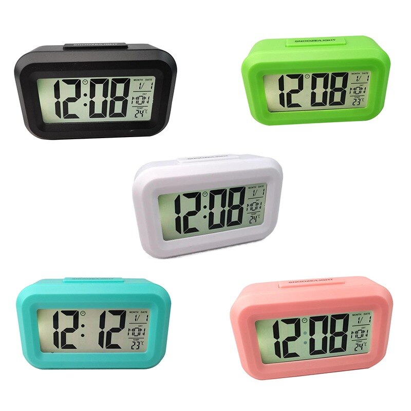 LED Digital Alarm Clock Electronic Digital Alarm Screen Desktop Clock For Home Office Backlight Snooze Data Calendar Desk Clocks