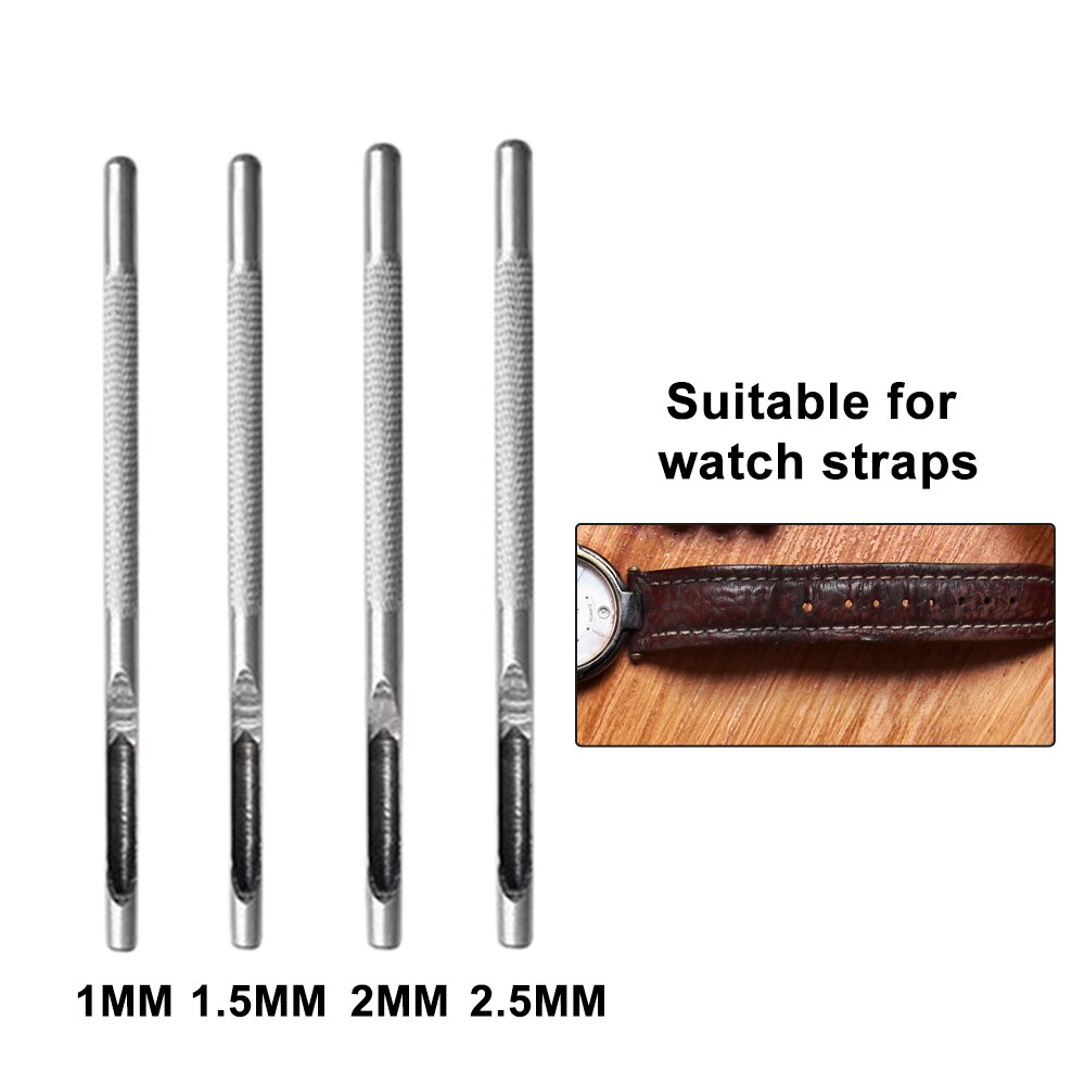 1-10mm universal læder huller stanse læder bælte ur hul hul sæt rund form læder håndværk hul hul hulning: 1-1.5-2-2.5- mm
