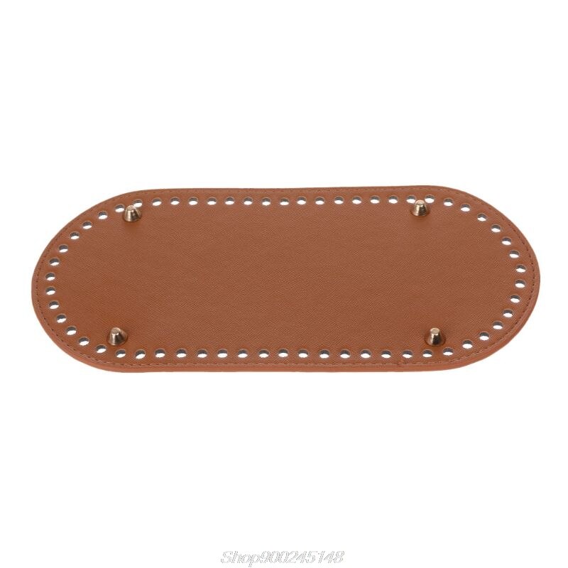 1 pc ovale lange bodem voor breitas pu leer 60 gaten damestassen handgemaakte diy knutselvervangingstas  jy18 20: Bruin