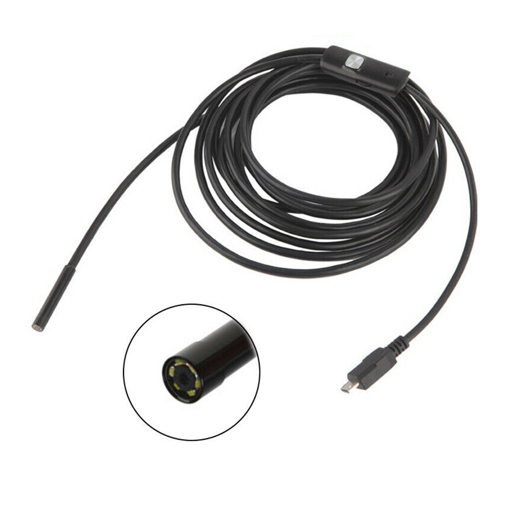 5.5mm Endoscope Camera Flexible IP67 Waterproof Micro USB Inspection Borescope Camera for Android PC Notebook 6LEDs Adjustable