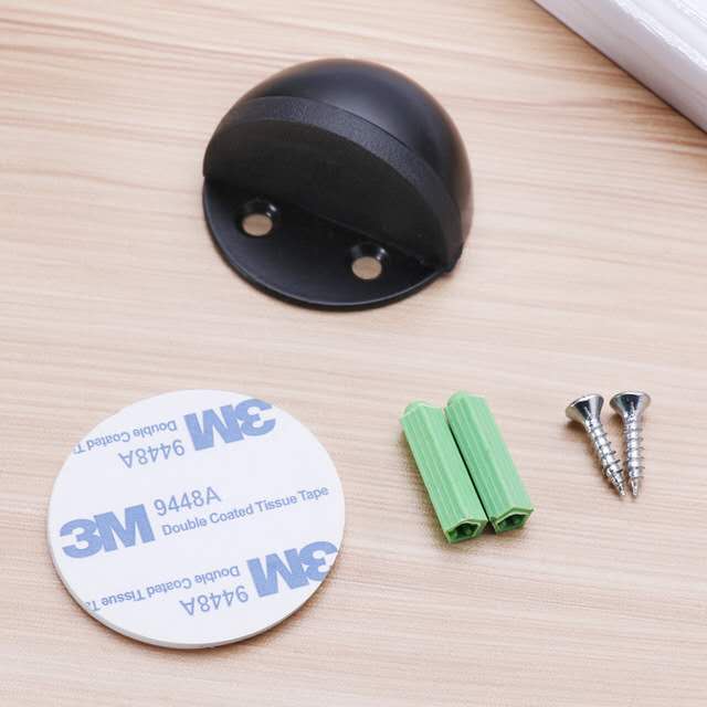 Verborgen Roestvrij Staal Rubber Dual-Gebruik Deurstopper Deur Houders Catch Floor Gemonteerd Nail-Gratis Deur Stopt Sticker deur Stop: Black