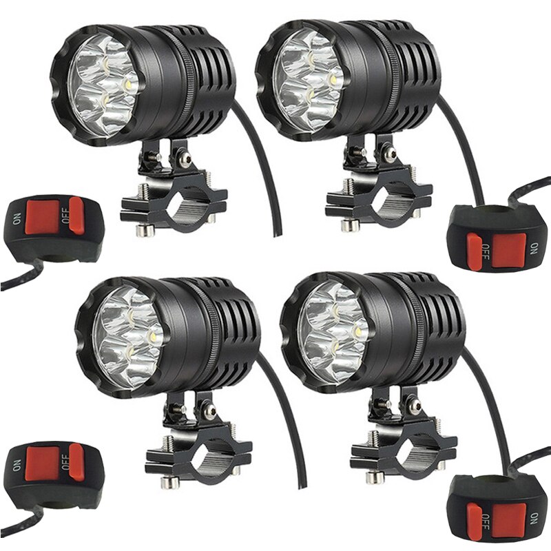 LED moto bateau Spot conduite phare 80W 6000LM 6500K T6 moto brouillard phare avec interrupteur 4 pièces/2 pièces/1 pièces