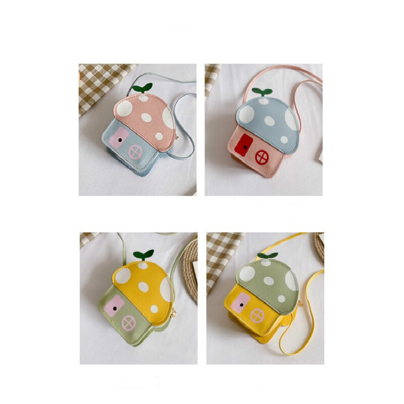 Girls Cute Bag Childrens Sloping Bag Small Bag Baby Mini Cute Cartoon Small Mushroom Bag