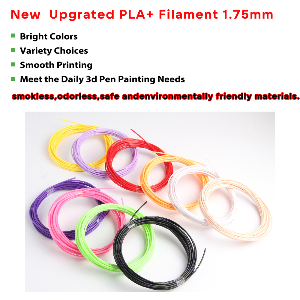 Färgat plastfilament för utskrift med 3d pennor, 32 färger, 25m 30m 36m 50m 100m 200m, säker plastpåfyllning för 3d barnpennor