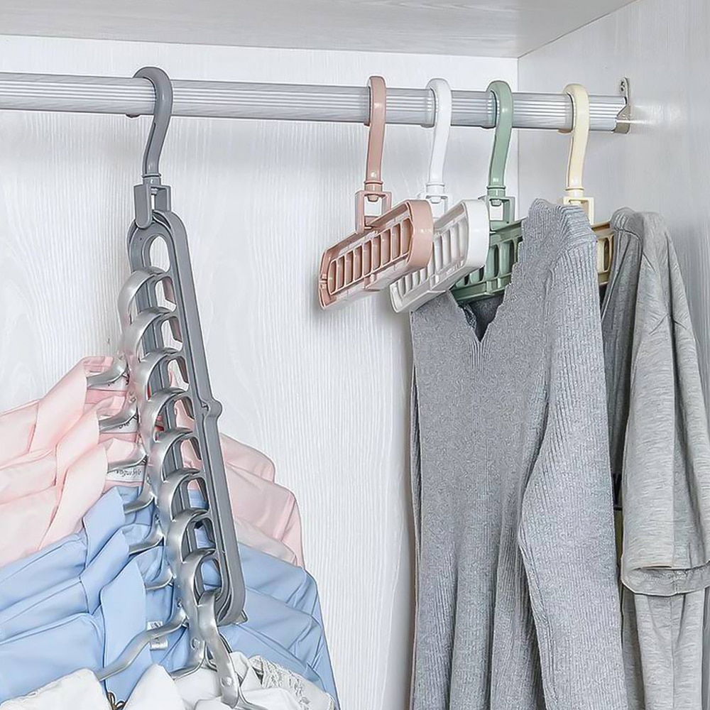 1/3/5/7 Pcs Plastic Opbergrek Met 9 Gat Kleerhanger Handdoek Haak Closet organizer Ruimtebesparend Praktische Hanger