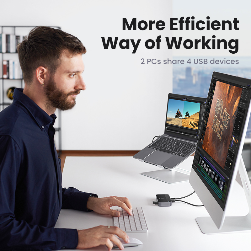 Ugreen usb kvm-switch usb 3.0- switch kvm-switch för pc tangentbord mus skrivare 2 st delning 4 enheter usb-switch