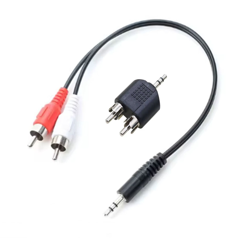 RCA-Kabel, 3,5-mm-Klinkenstecker, Stereo-Audiokabel auf 2 RCA-Buchse, Buchse auf Stecker auf Kopfhörer, AUX-Y-Adapter für DVD-Verstärker: Weiß