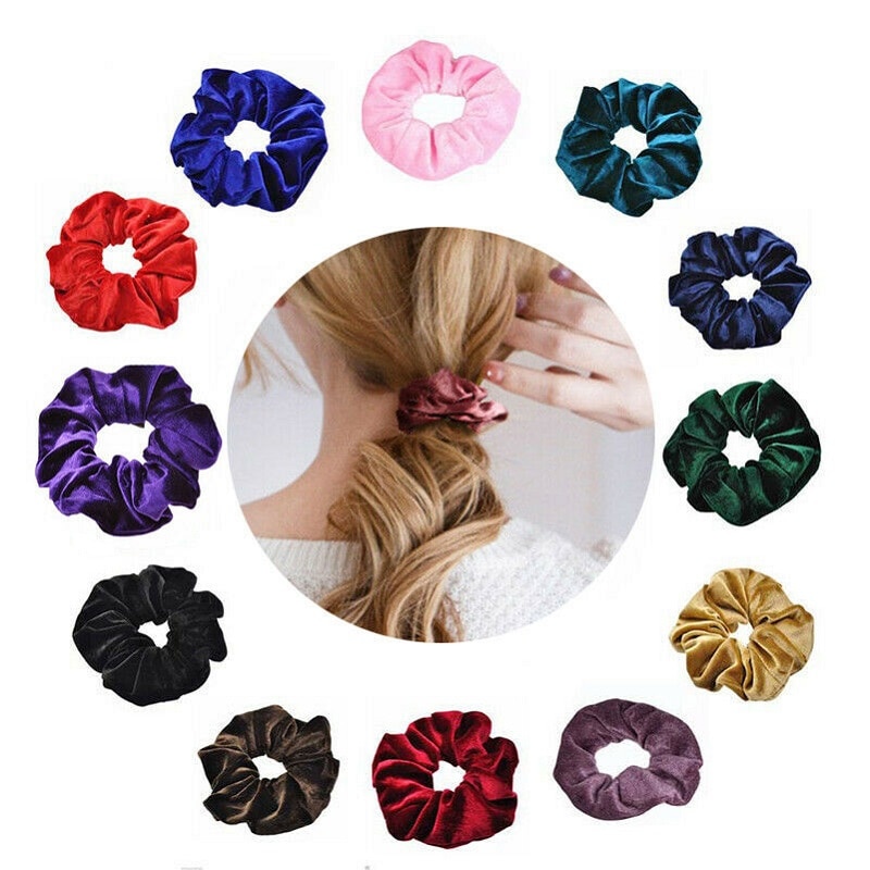 1pc sólido senhora veludo cabelo scrunchies anel feminino meninas elástico cabelo bandas de borracha acessórios para mulher rabo de cavalo titular