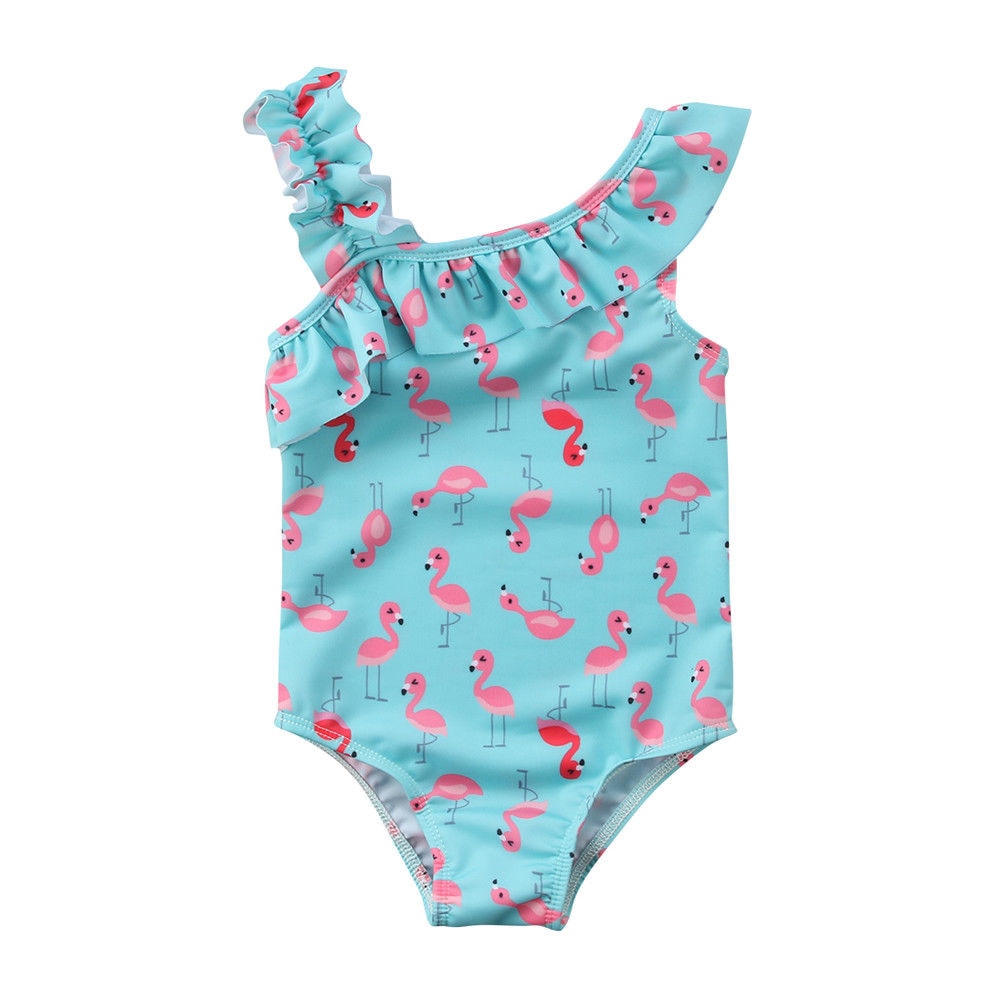 Babe barn pige bikini tegneserie flamingo flæser badetøj off shoulder tankini badedragt strand sommer badedragt