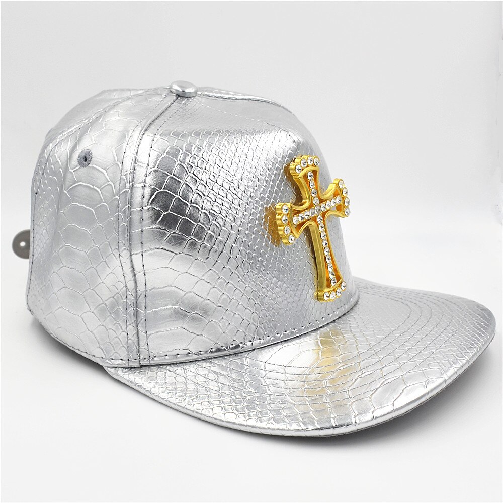Pu læder krystal kors vedhæng kasketter skateboard kasket snap hip-hop hat hiphop kasketter snapback hat