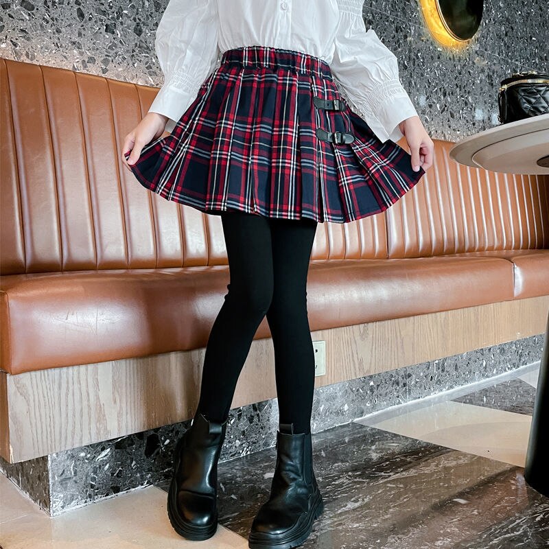 Falda ajustada a cuadros para niñas, pantalones de uniforme JK para la escuela, Leggings con falda, primavera y otoño