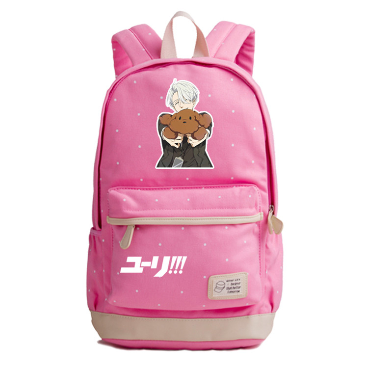 Mochila escolar de lona de verano YURI ON ICE para chicas adolescentes mochila con estampado de Anime Victor Nikiforov mochila Kawaii para mujer