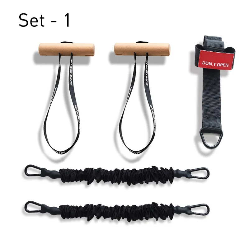 1 paar massief houten grip fitnessband handvat oefening pull-up krachttraining handgrepen stevige oefenapparatuur accessoires: Blauw