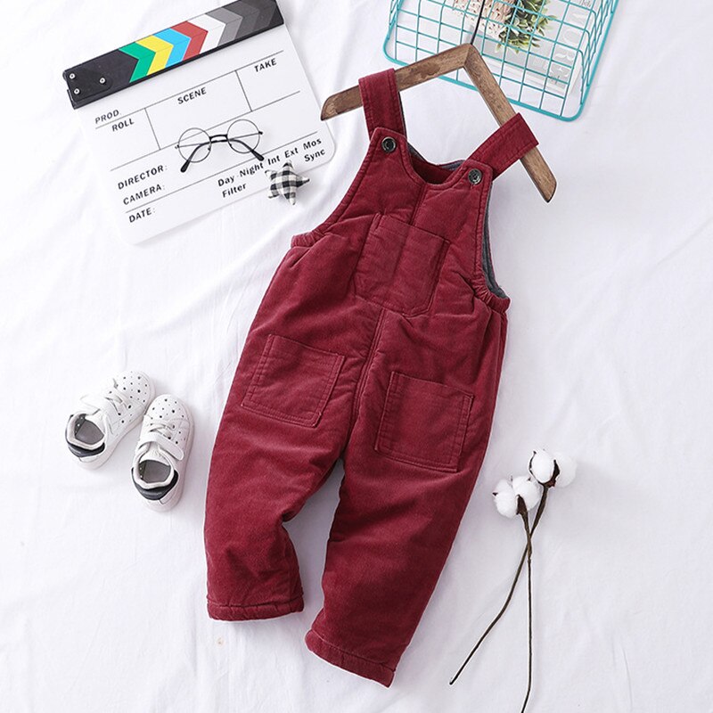 freundlicher freundlicher Overall Winter Hosen Jungen Mädchen Tasche Kabel Dicken lässig Overall Overall Baby Kleidung Overall 0-3T