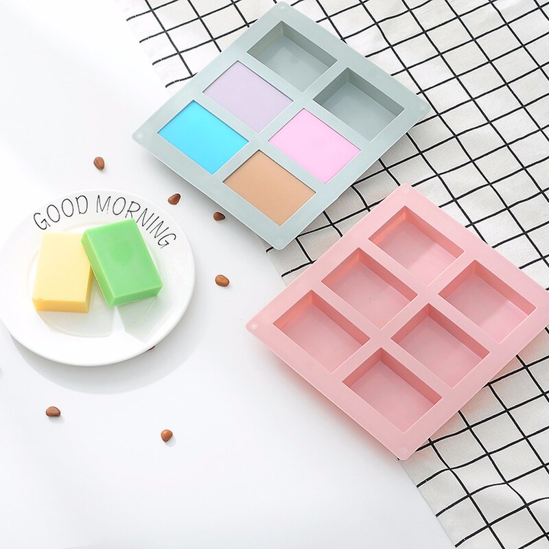 3d 6 siliconen mallen voor handgemaakte zeep, cake, chocolade-ijsblokjesvorm, zelfgemaakte bakvormen, vierkante mallen