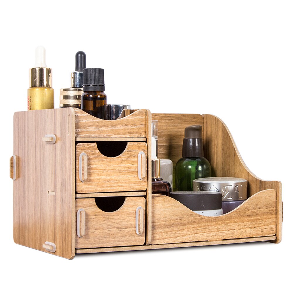 HECARE, organizador de madera para maquillaje, caja de almacenamiento o la oficina para el hogar, caja de cosméticos, caja de madera coreana para maquillaje, organizador de almacenamiento de joyas: Walnut79