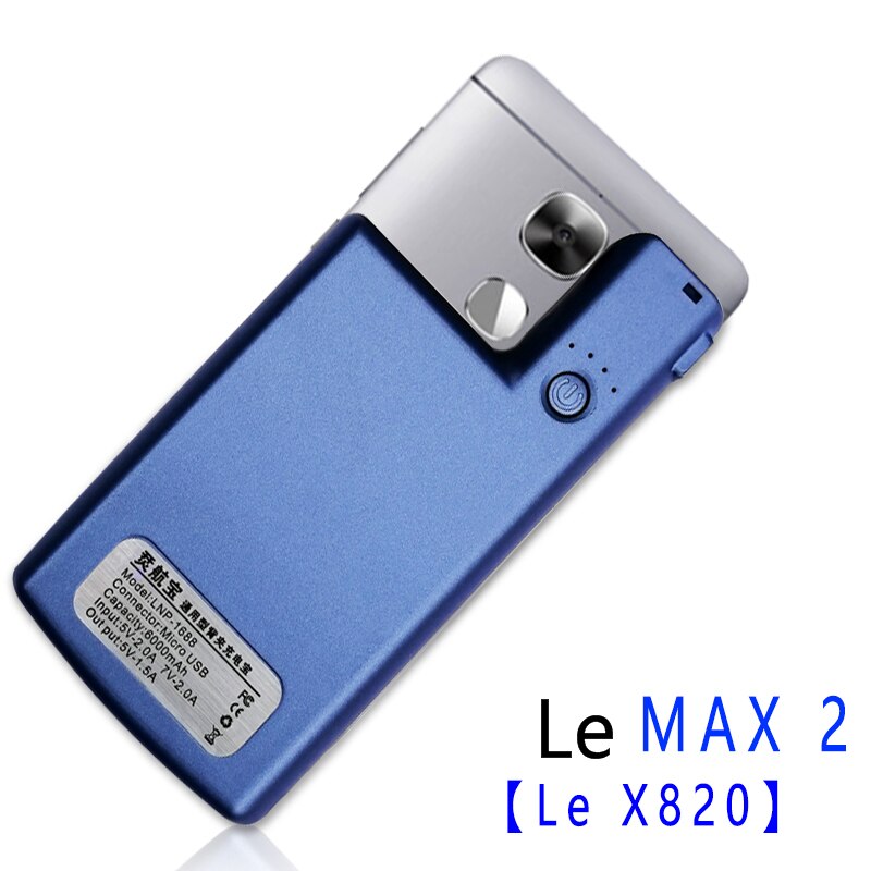 Funda con cargador de batería para Letv Leeco Le 2 Pro S3 2S, funda de carga portátil inteligente a prueba de golpes para Leeco Le Pro 3 Max 2: LeMax2-Blue