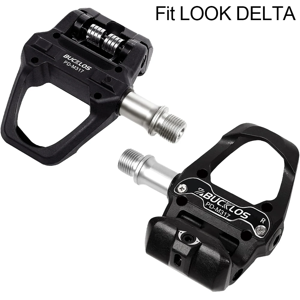 BUCKLOS para SPD/LOOK DELTA Pedal de bicicleta de doble función Pedal de bloqueo automático pedales de bicicleta de montaña de carretera con tacos de bicicleta: Blanco