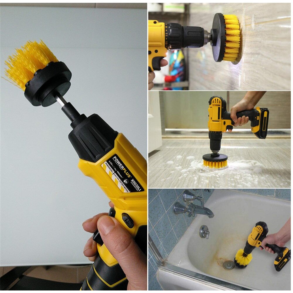 3 Stks/set Van Elektrische Boor Borstel Kit Plastic Ronde Borstel Voor Tapijt Glas Auto Banden Nylon Borstel Power Scrubber boor