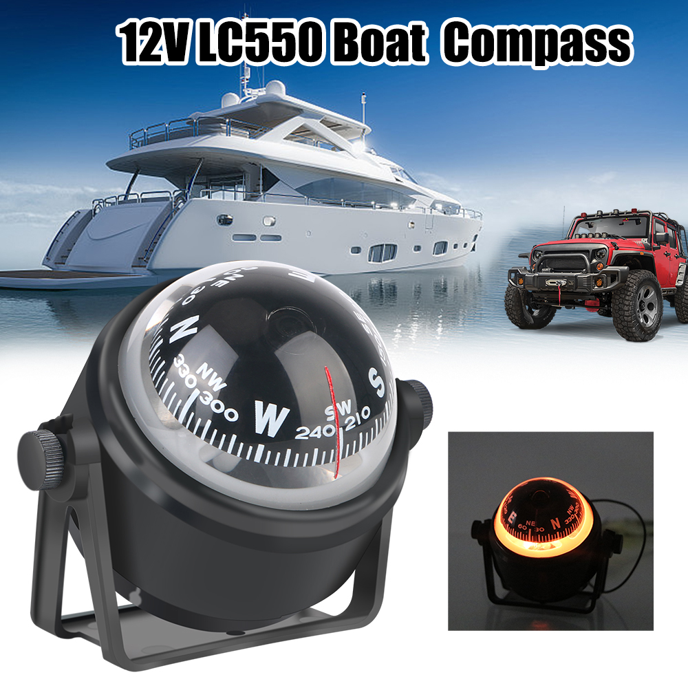 12V Nautical Compass Navigation Positioning Waterproof LC550 Boat Compass With Electronic LED Light 360°rotating