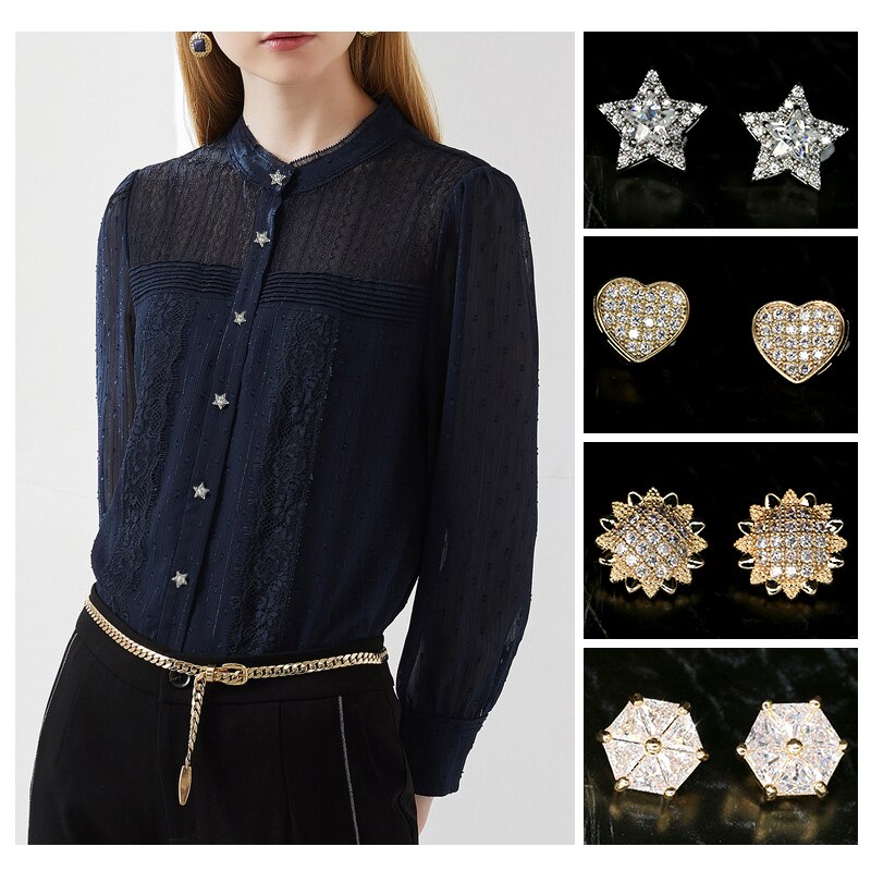 Boutons de vêtements Vintage en diamant | Bijoux avec boutons décoratifs en diamant, bouton en Zircon fleur doré, boutons de vêtements couture, petits vêtements, accessoires rapides, couture materiel accessoires