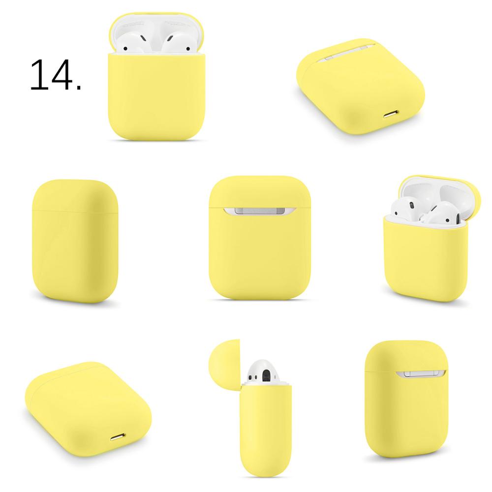 Slim Silicone Oortelefoon Case Voor Apple Airpods Case Cover Voor AirPods Draadloze Opladen Box Ultra Dunne Voor AirPods Protector Case: 14.Lemon Yellow