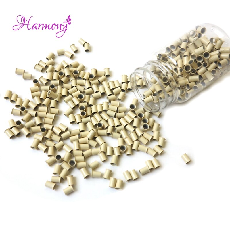 (500 Pcs/Fles) 4.0x3.6x 6Mm Flare Euro Lock Koperen Buizen Micro Ringen Links Kralen Voor Stick Ik Tip Hair Extensions #13 blonde