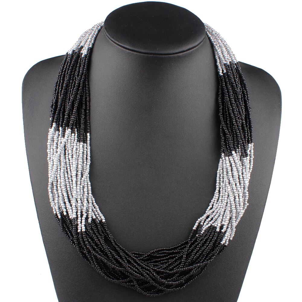 Claire jin håndlavede små perler streng farverig boheme halskæde kvinder choker flerlags halskæder vintage smykker