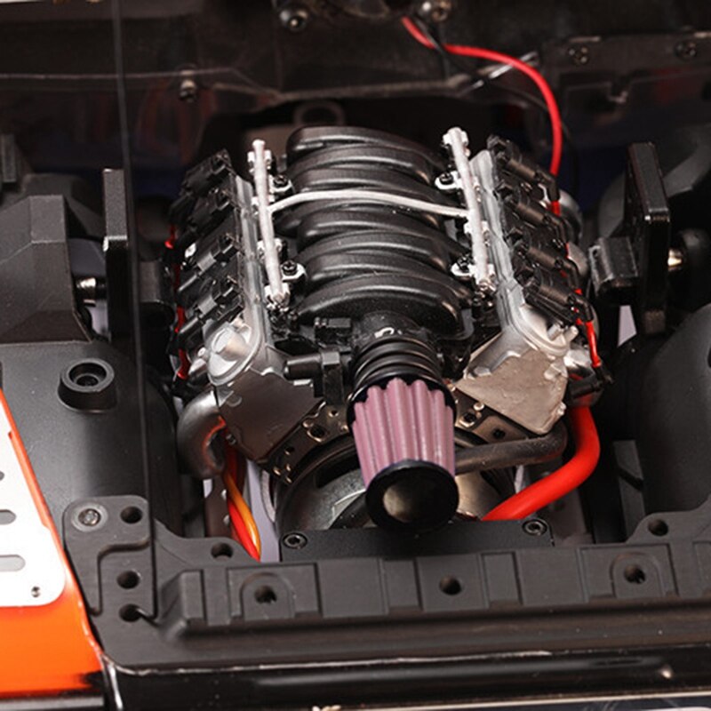 V8 6.2L Simulatie Motorkap Radiator Motor Ventilator Voor 1/10 Schaal Trx4 Jeep Land Rover D90/110/130 Rc Auto onderdelen