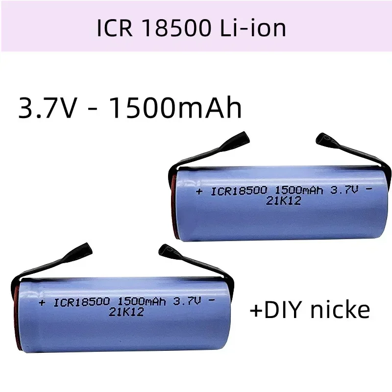 Batterie Li-ione ricaricabile 18500, 3.7V 1500mAh, légèRif et de grande capacité, + feuille de nichel à faire soi-même