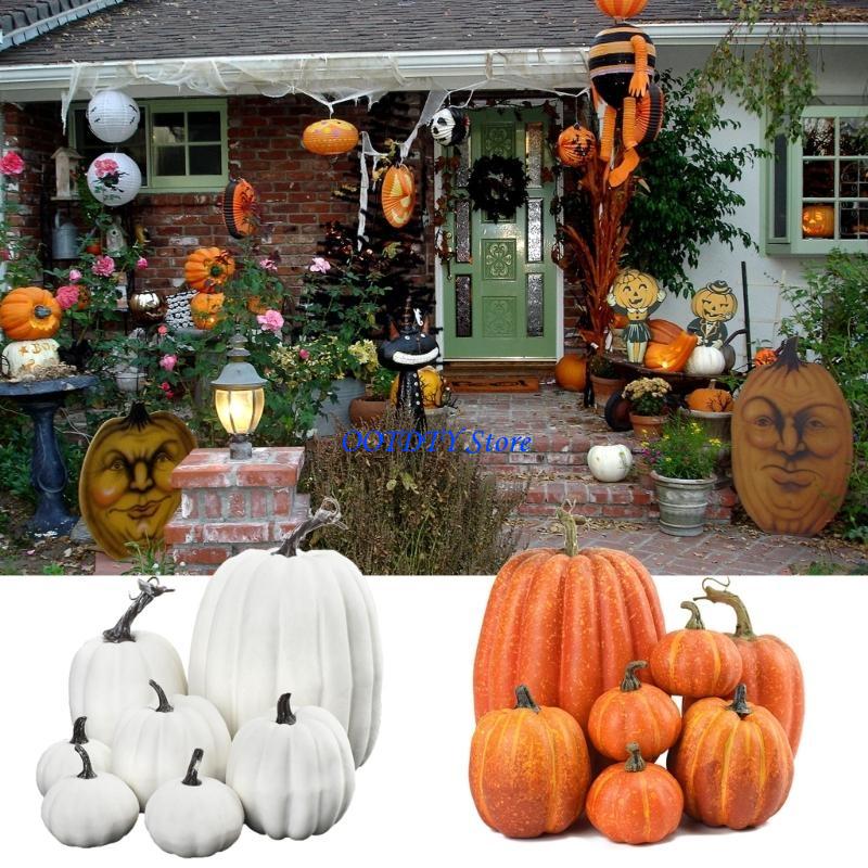 367A Halloween Fall Harvest Festival Conjunto decoração para casa com 7 abóboras espuma