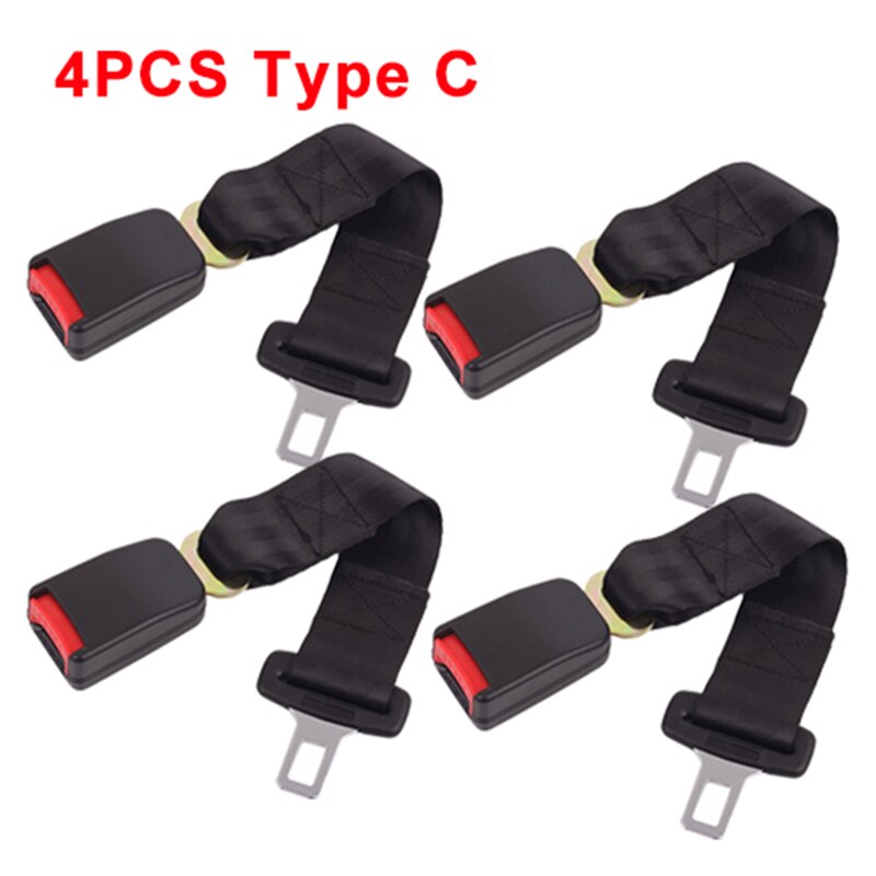 Universal Seat Belt Cover Car Safety Belt Extender 3 Size Seat Belt Extension Plug Buckle Seatbelt Clip Auto Accessories: 4Pcs Type C